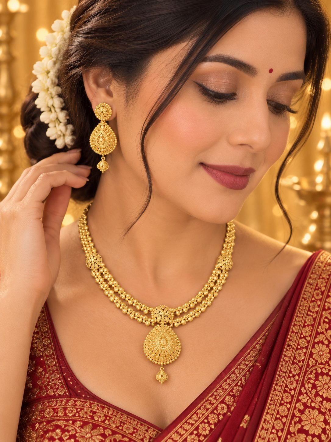 Tear drop forming gold plated set in Default