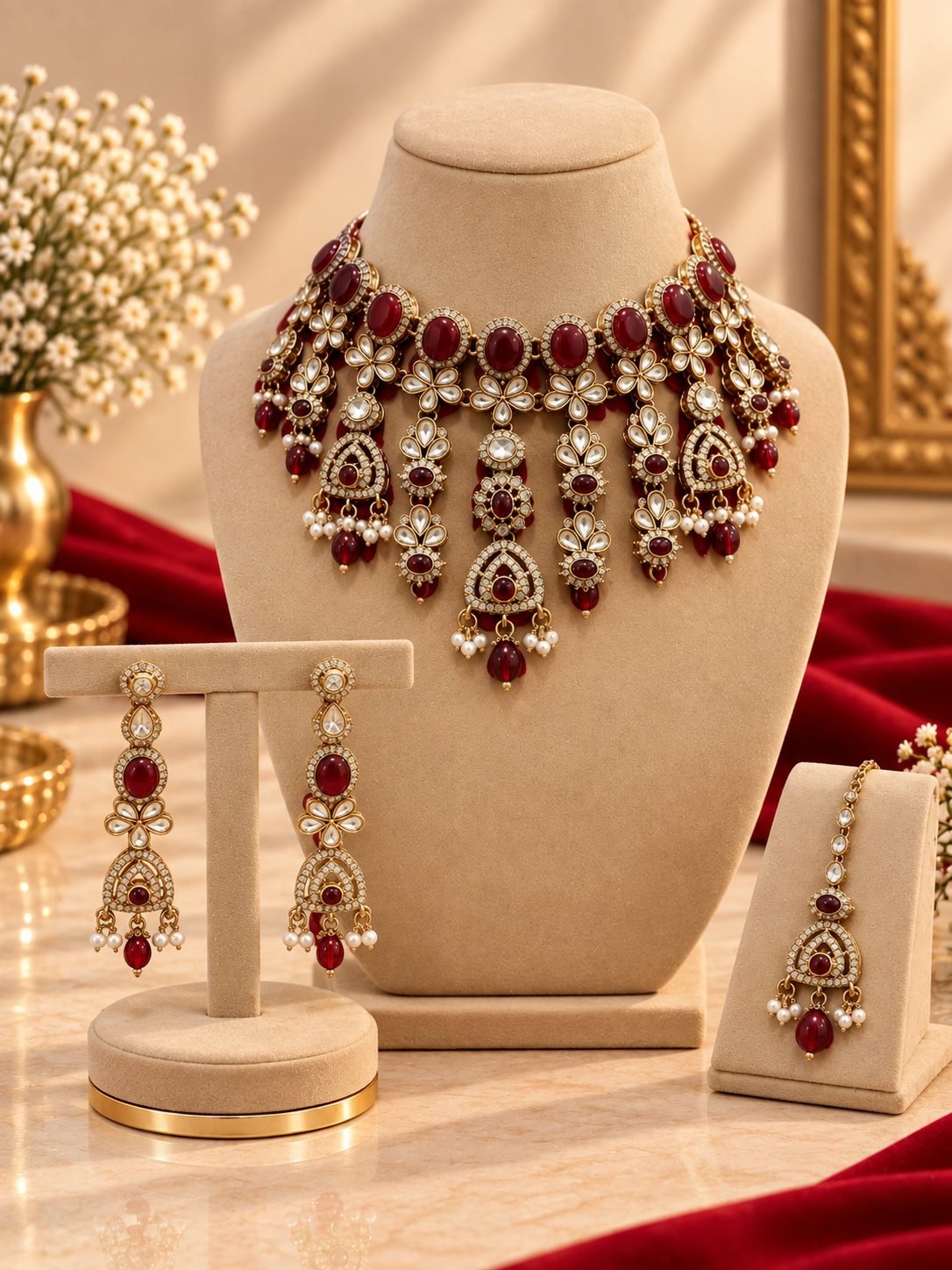 Kundan waterfall necklace